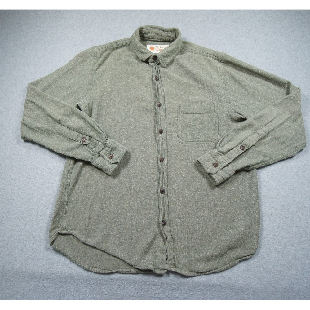 Mollusk Shirt Mens Small Green Button Up Long Sleeve Pocket Casual Outdoors